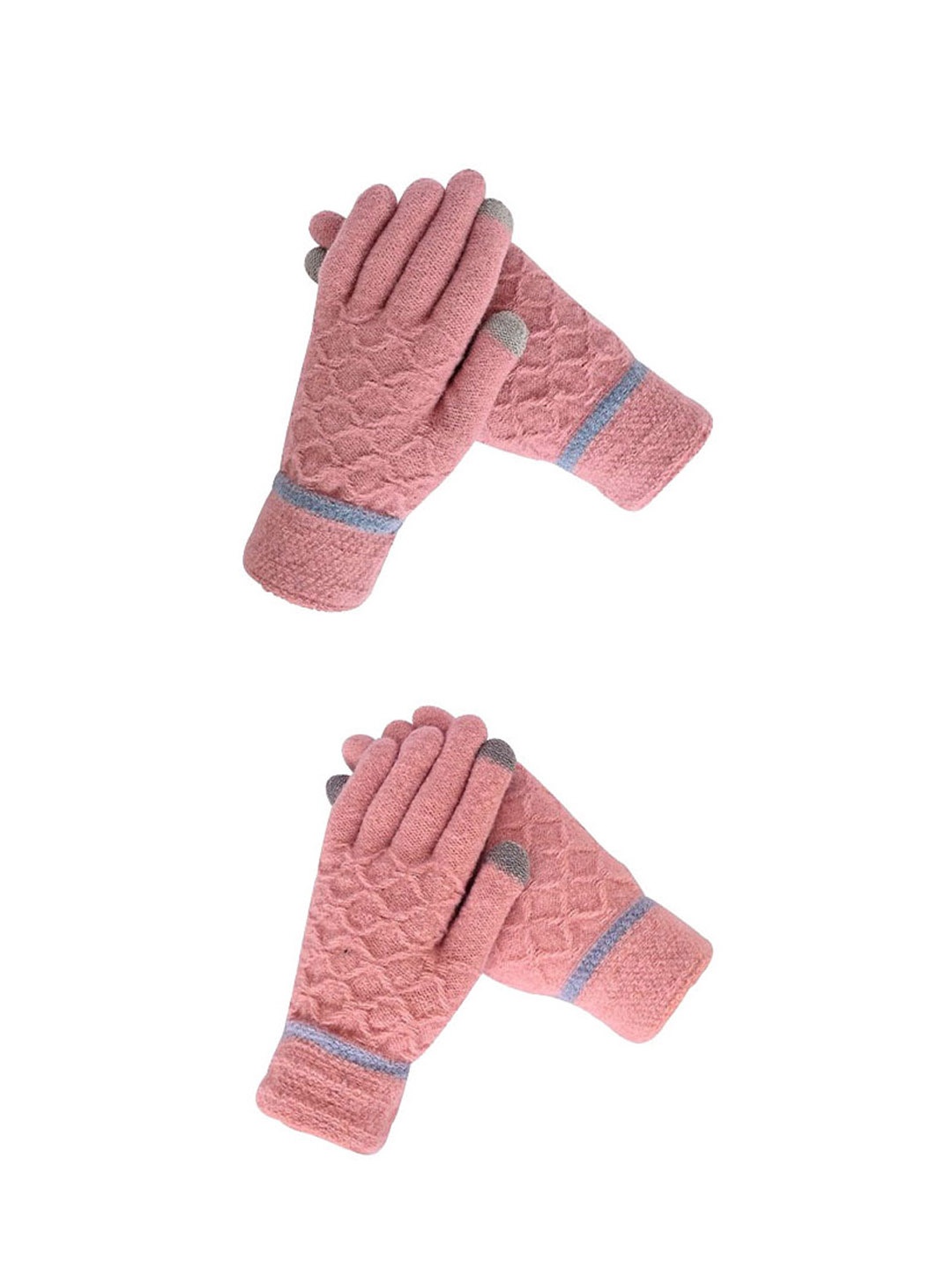 

LOOM LEGACY Women Patterned Acrylic Touchscreen Gloves, Pink