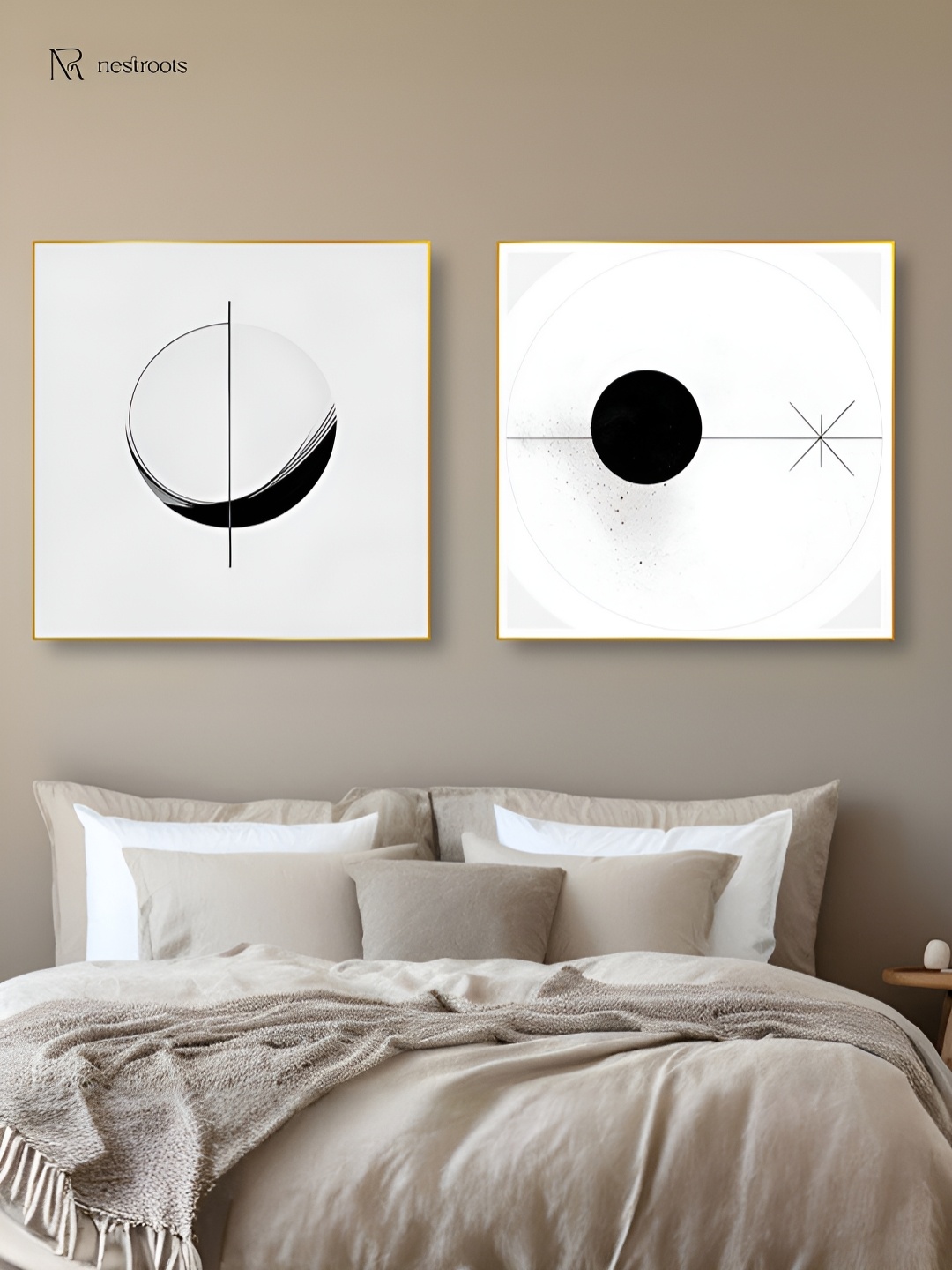 

nestroots White & Black Modern 2 Pieces Canvas Paintings Wall Art