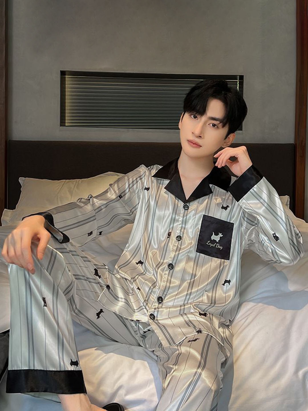 

StyleCast Men Printed Shirt With Pyjama Night Suit, Off white