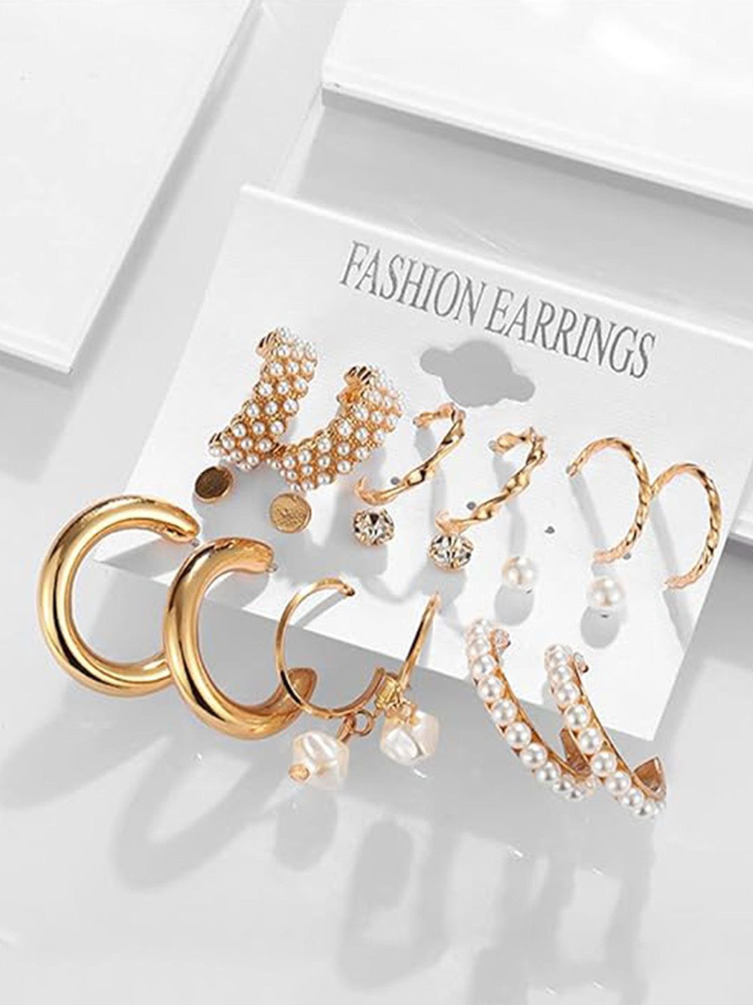 

Estele Circular Half Hoop Earrings, White