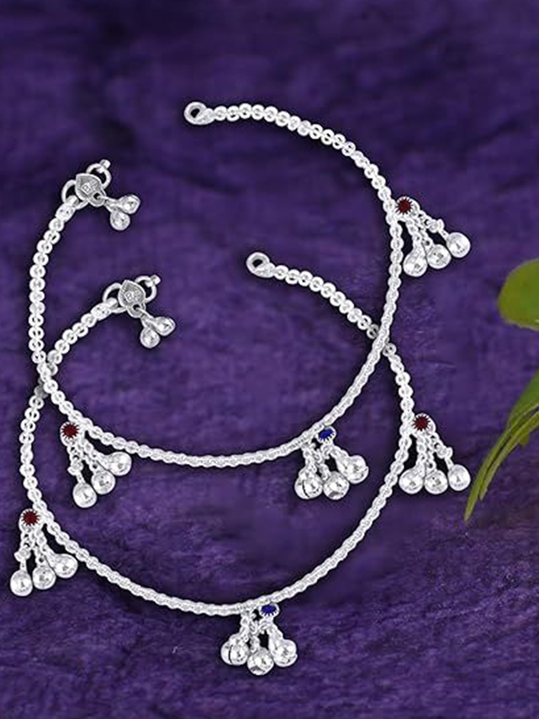 

Heer Collection Set Of 2 Silver-Plated Anklets