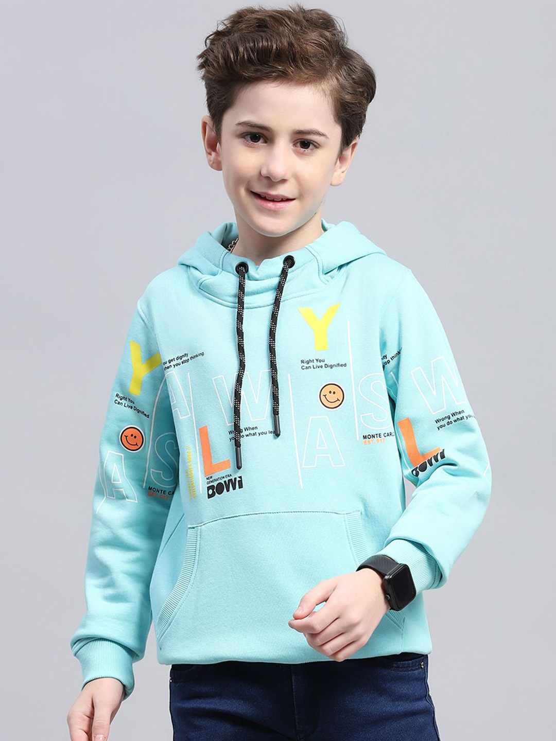 

Monte Carlo Boys Graphic Printed Hooded Sweatshirt, Blue