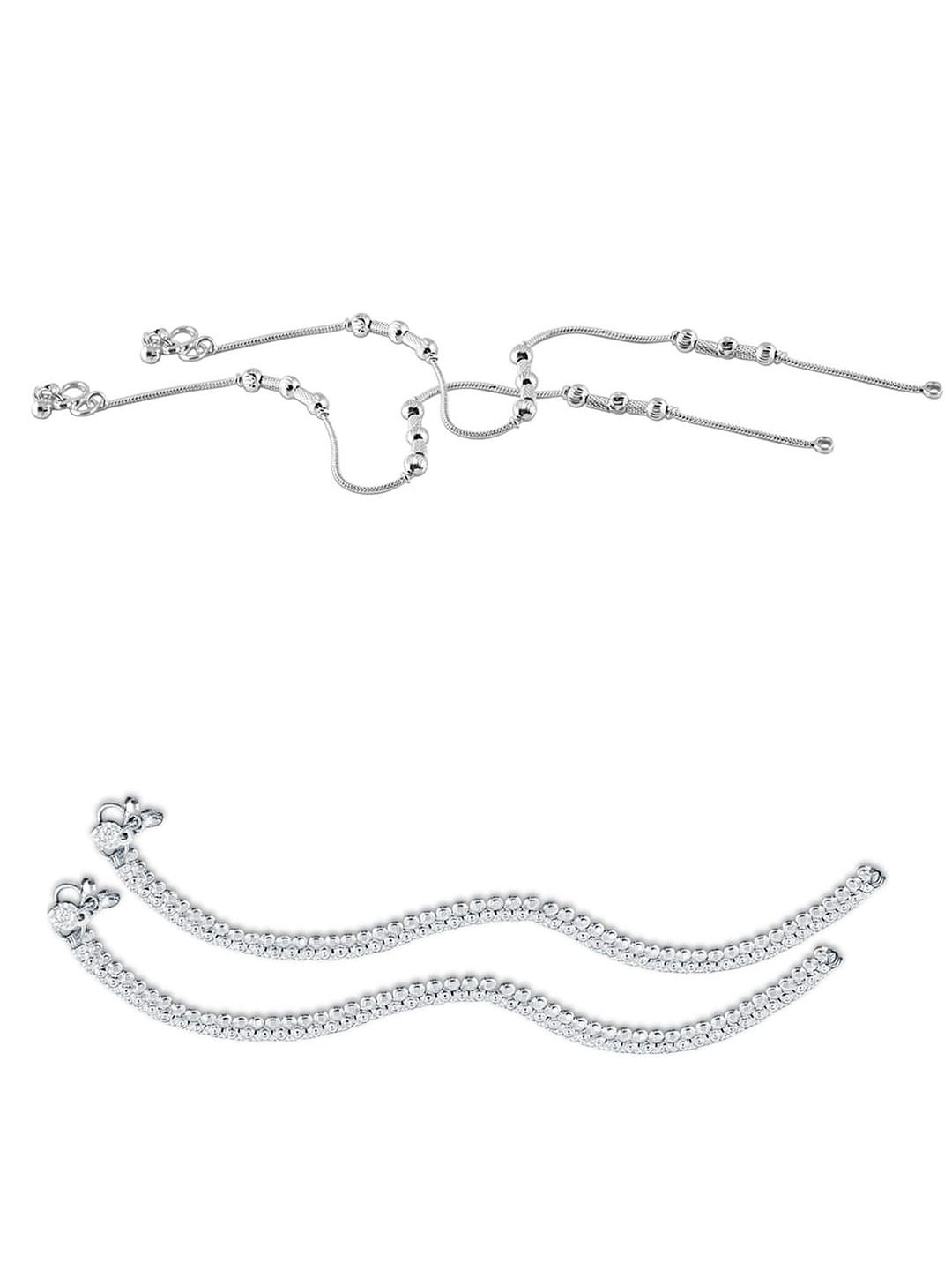 

Heer Collection Set Of 2 Silver-Plated Anklets