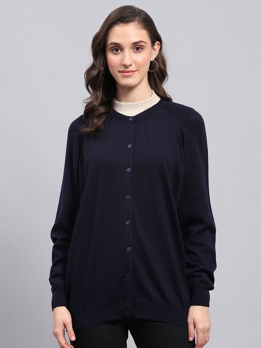 

Monte Carlo Women Woollen Cardigan, Navy blue