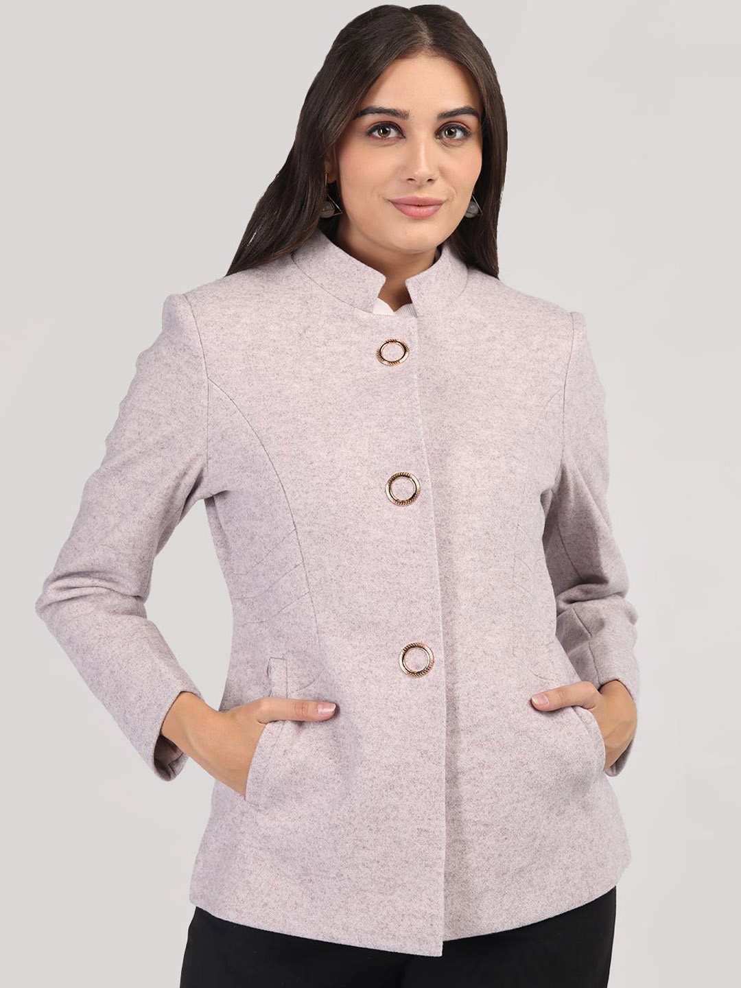 

PROTEX Women RegularFit Single-Breasted WinterWearOvercoat, Mauve