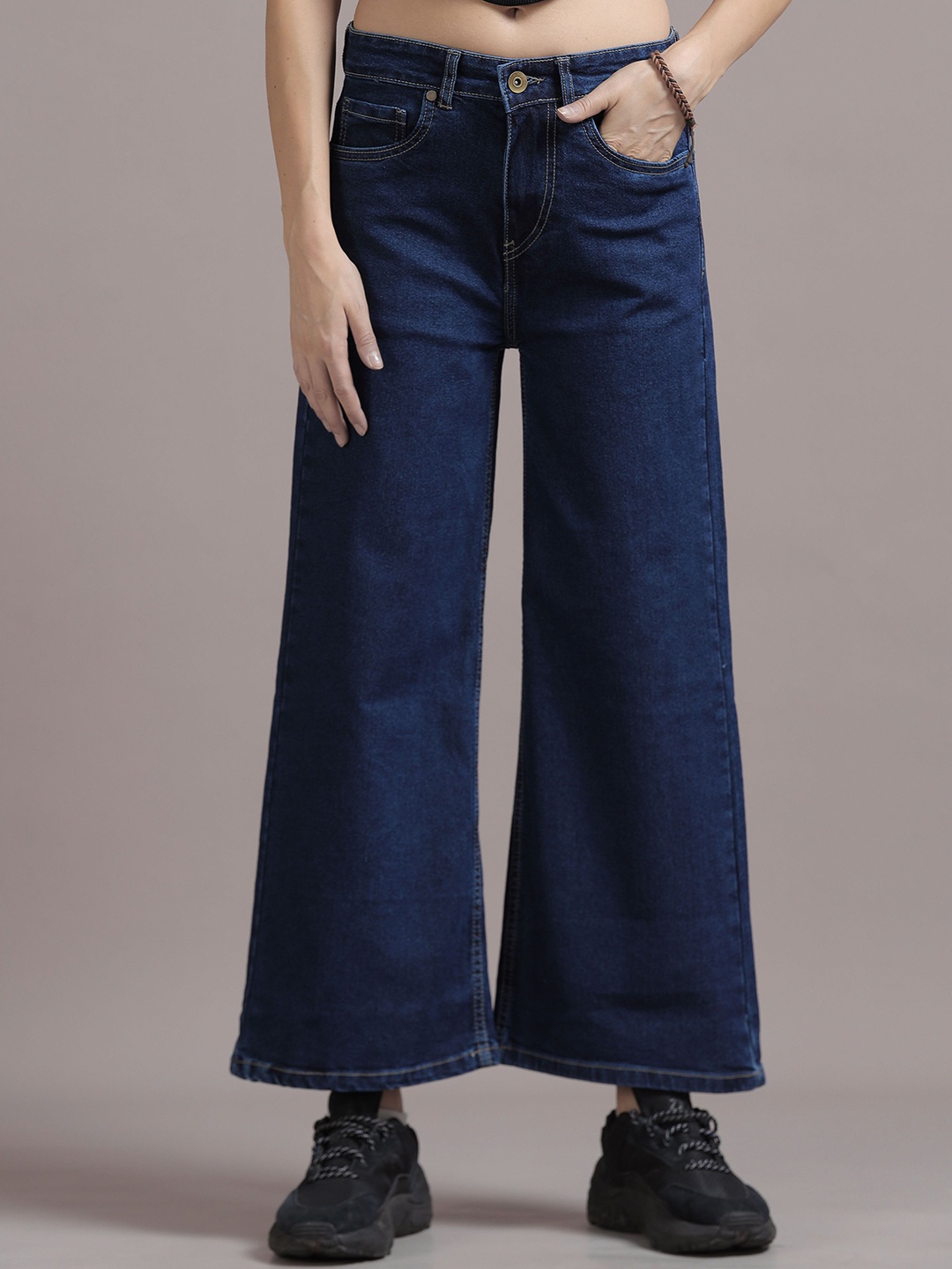 

The Roadster Lifestyle Co Wide Leg Fit Stretchable Jeans, Blue