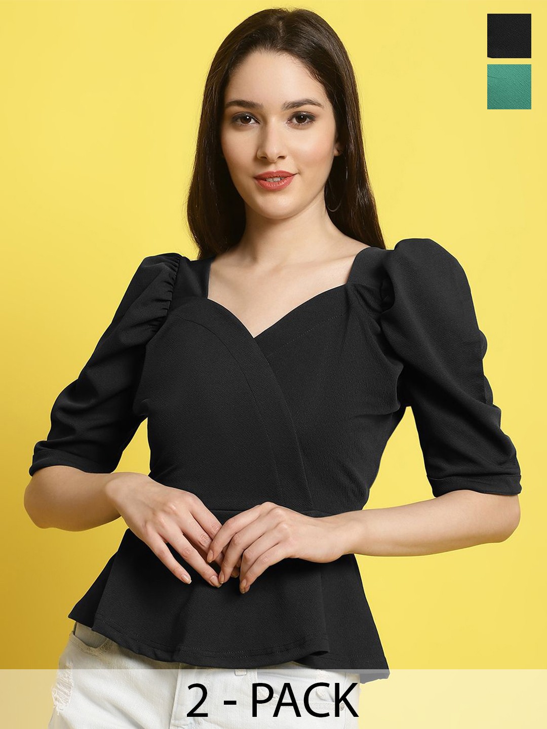 

Metronaut Women Sweetheart Neck Crop Top, Black