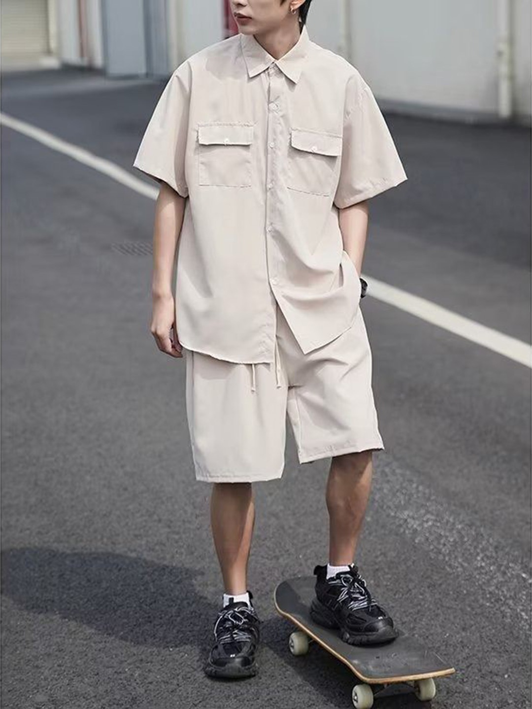 

StyleCast Short Sleeves Shirt With Short, Off white