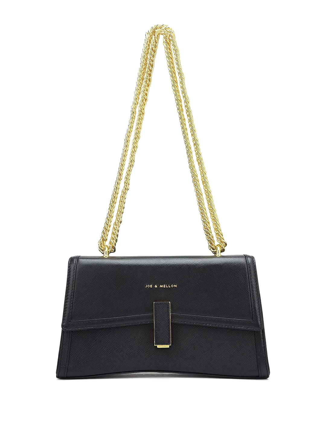 

Joe & Mellon Women Textured Solid Structured Leather Sling Bag, Black