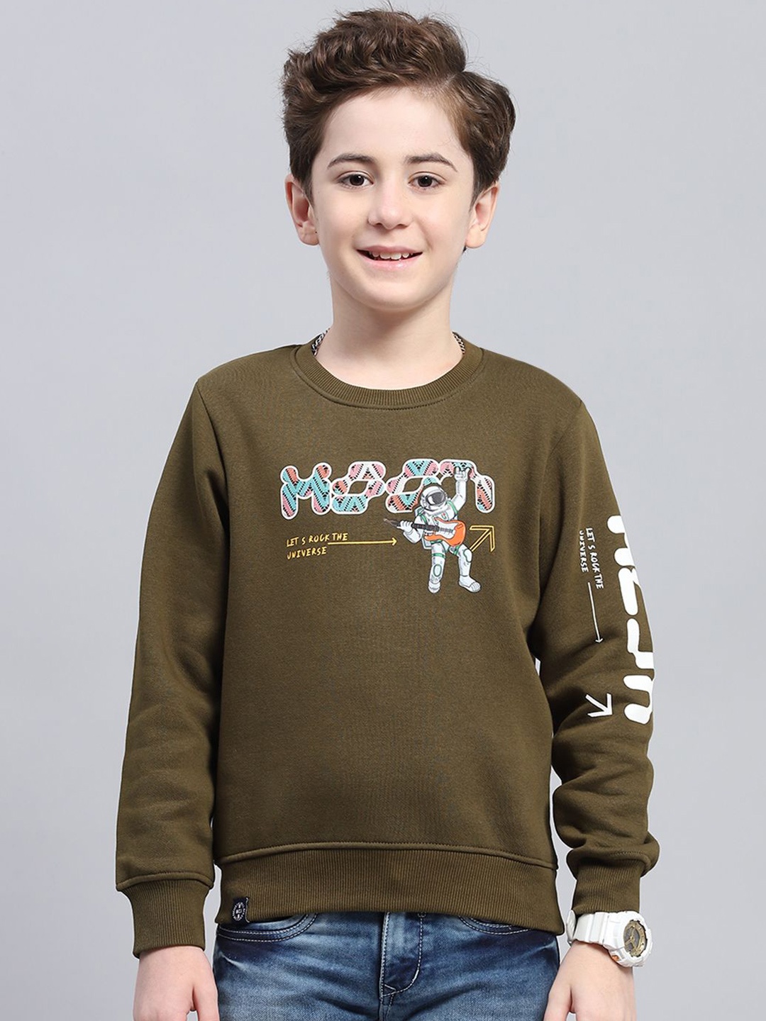 

Monte Carlo Boys Graphic Printed Pullover Sweatshirt, Olive