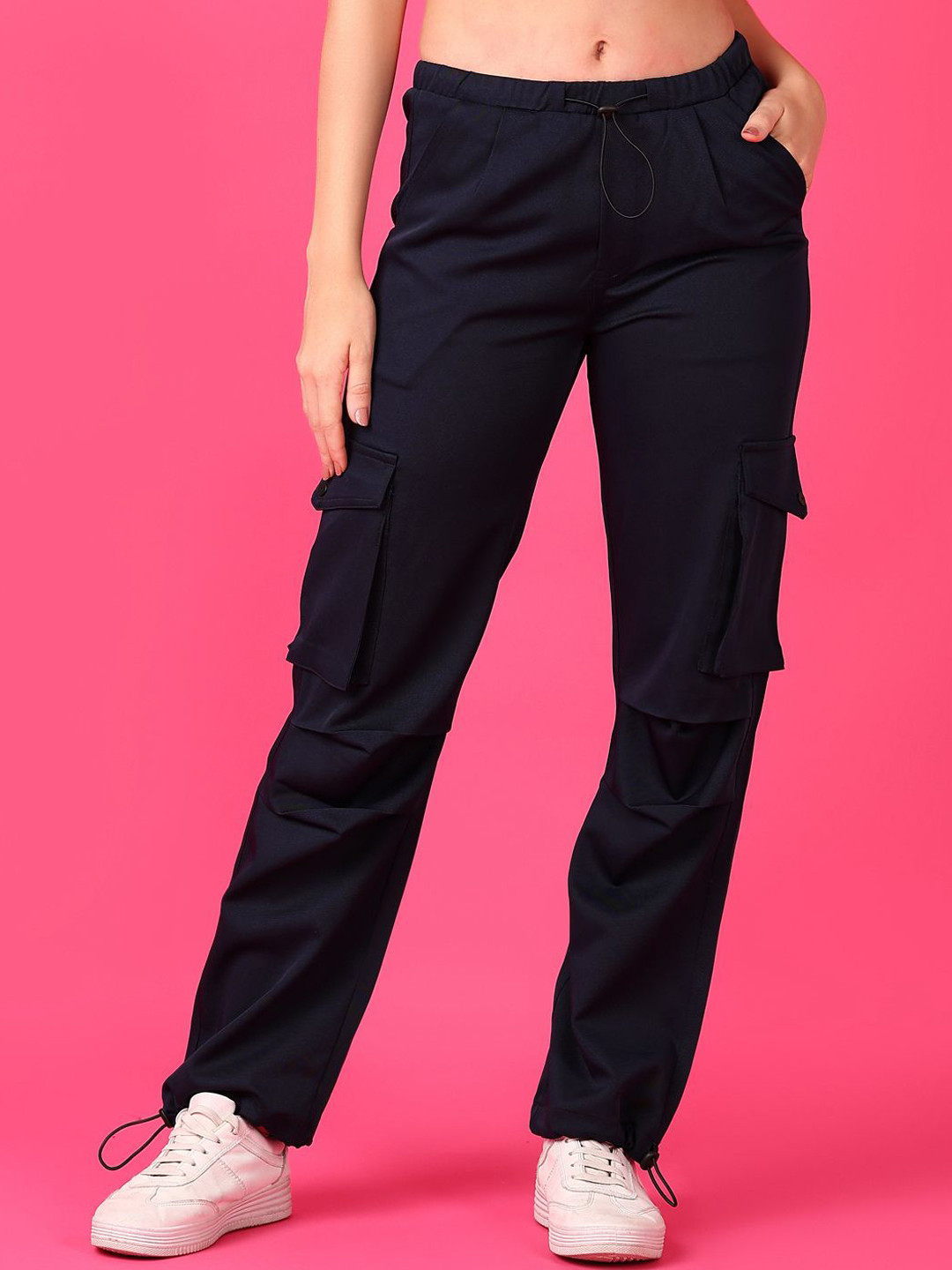 

V-Mart Women Regular Fit Cargos Trousers, Blue
