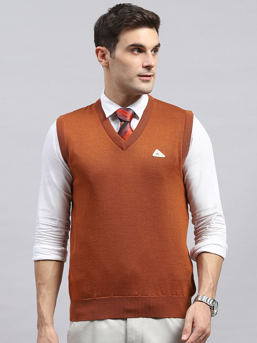 

Monte Carlo Men Woollen Sweater Vest, Rust