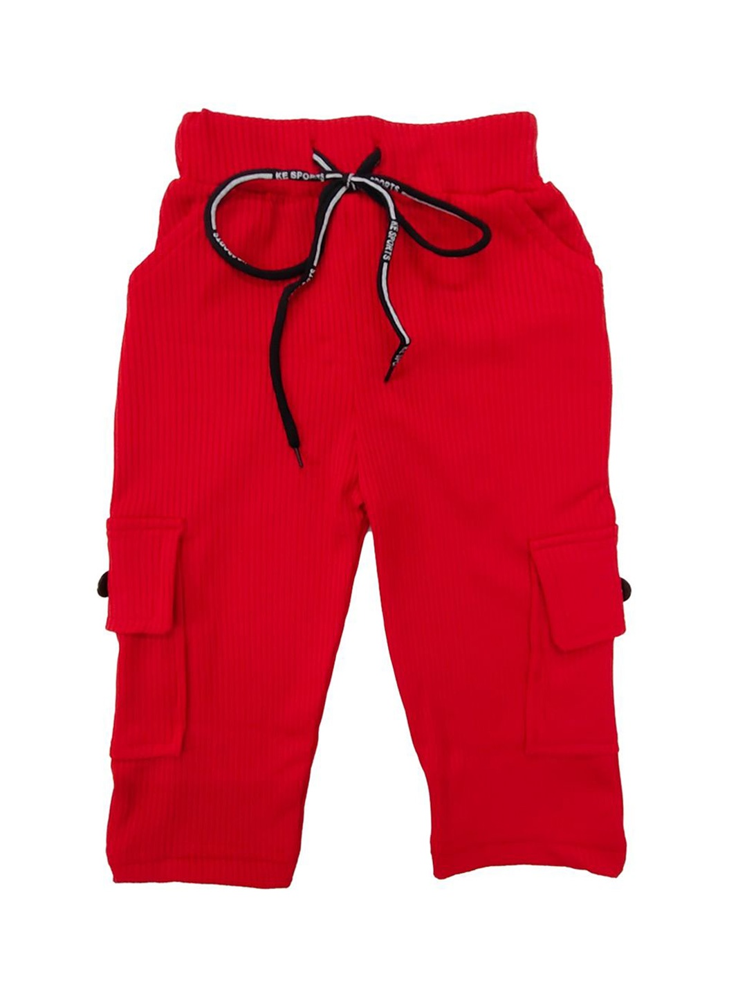 

BAESD Girls Ribbed Mid Rise Cargo Track Pants, Red