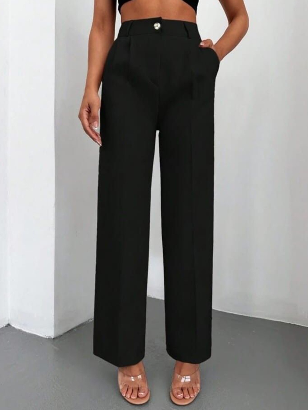 

BROADSTAR Women Pleated Korean Pants, Black