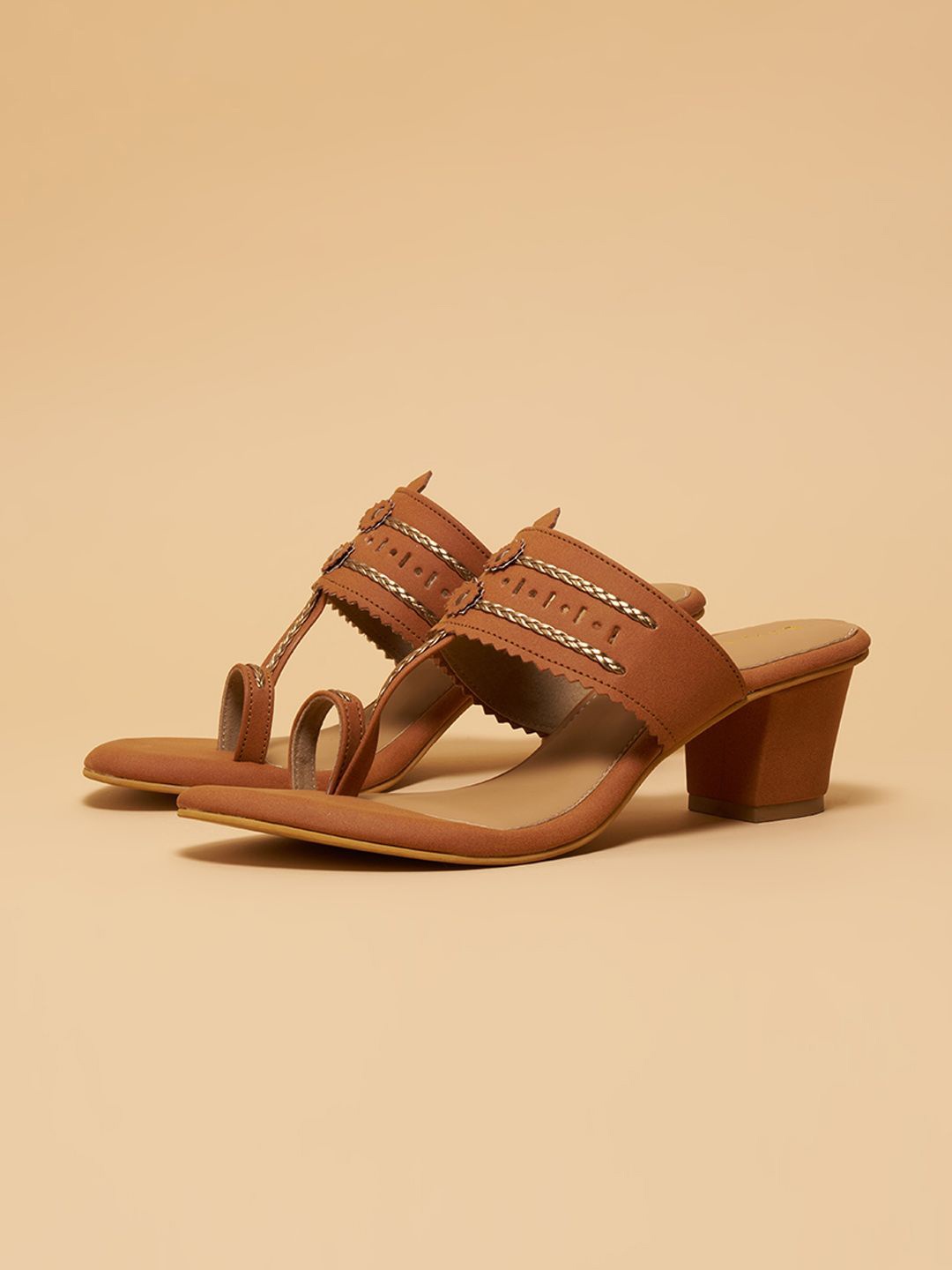 

ERIDANI Nadira Kolhapuri Heels, Tan