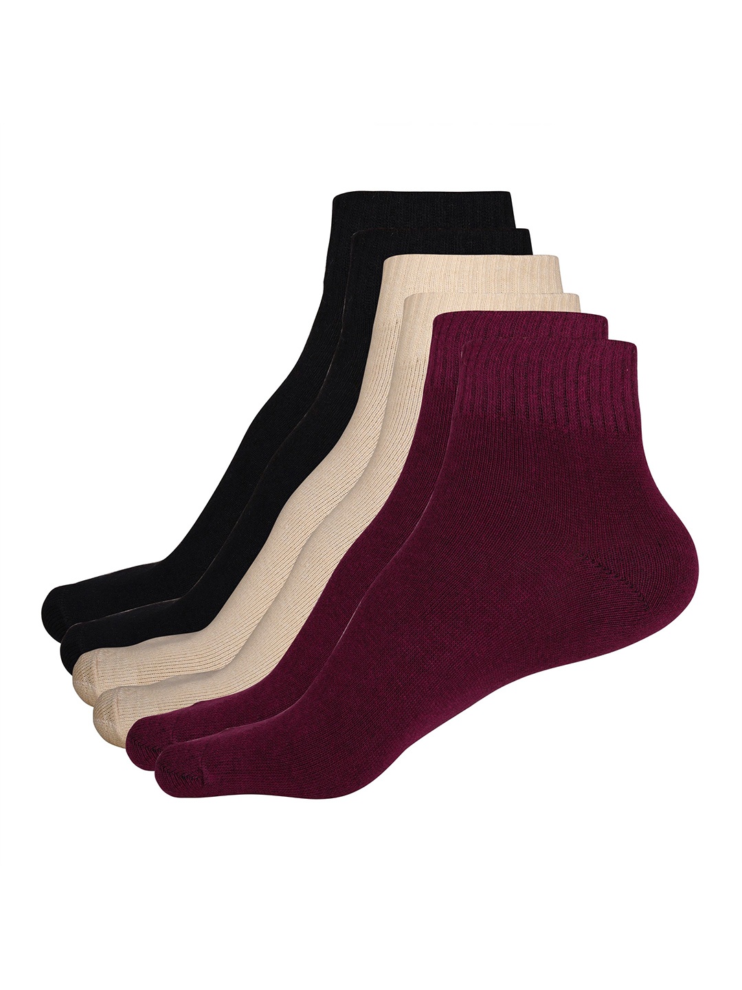 

WYSE Women Pack Of 3 Cotton Ankle-Length Socks, Maroon