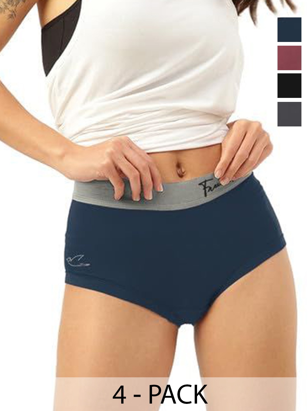 

FREECULTR Pack Of 4 MidRise Antibacterial Airsoft Hipster Briefs, Grey