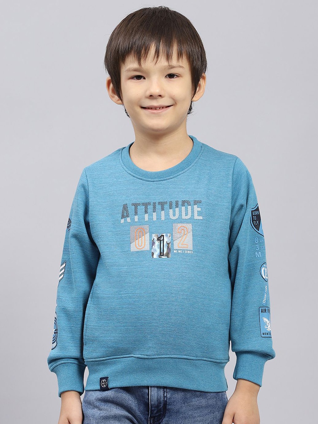 

Monte Carlo Boys Cotton Typography Printed Sweatshirt, Blue