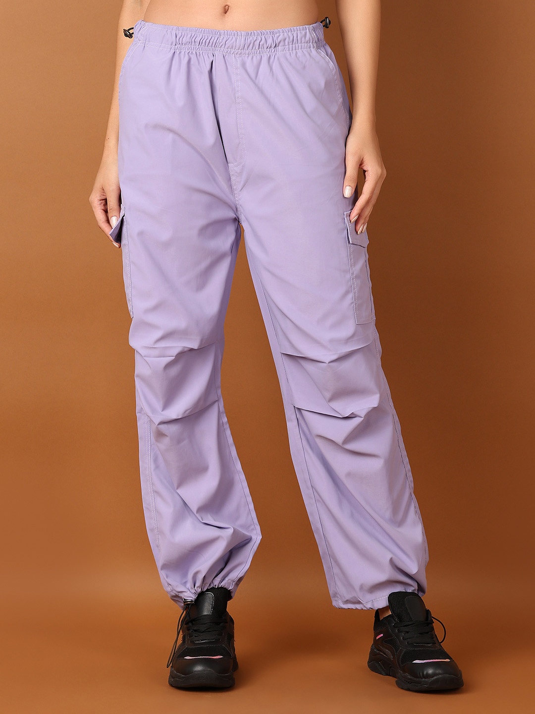 

V-Mart Women Mid-Rise Cargos Joggers, Lavender