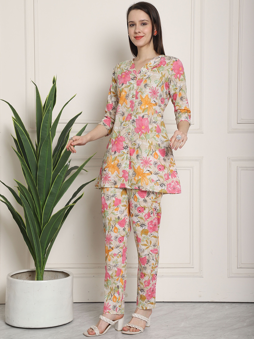 

Roly Poly Printed Pure Cotton Tunic With Trouser Co-Ords, Pink