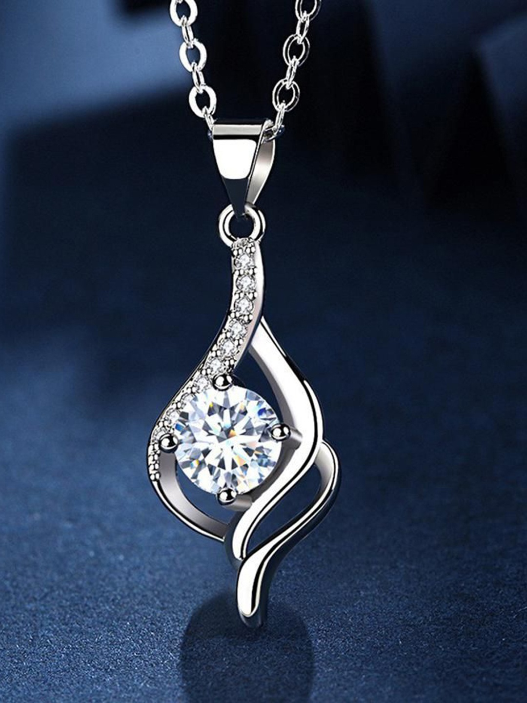 

MYKI Stainless Steel Silver-Plated Zircon Contemporary Pendant