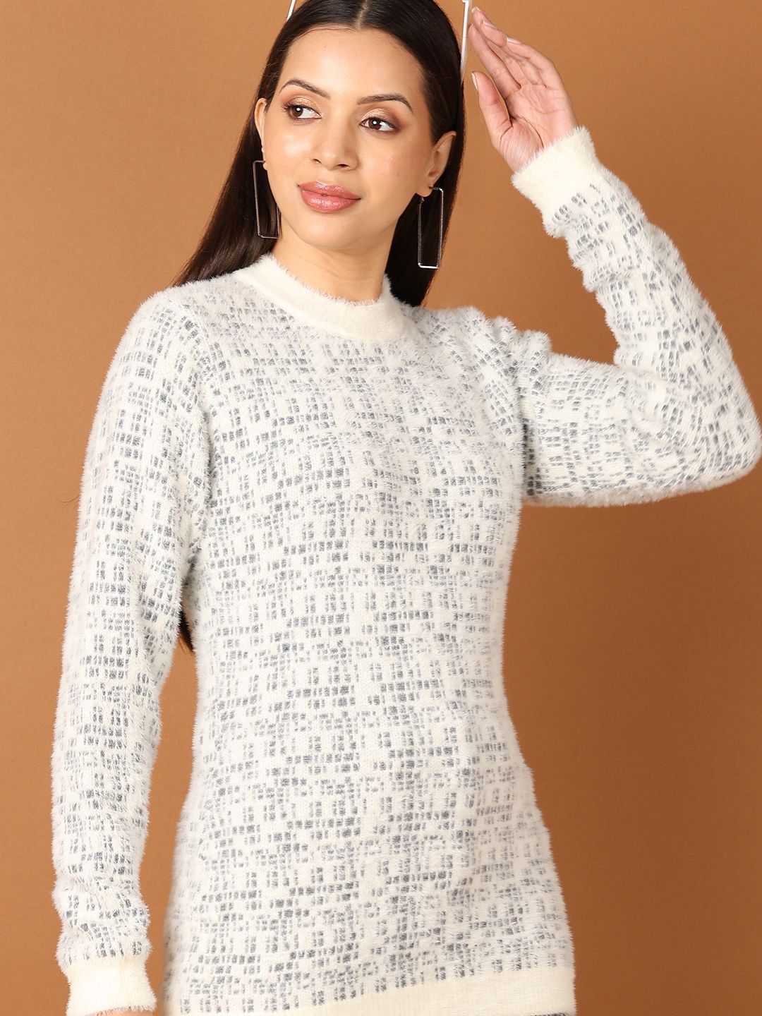 

V-Mart Women Ethnic Motifs Self Design Cotton Pullover, Off white