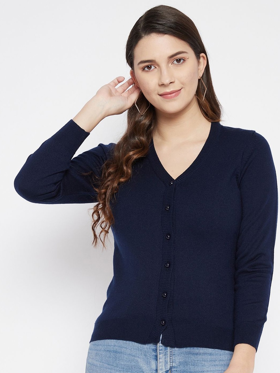 

Zigo Women Woollen Long Sleeves Cardigan, Navy blue