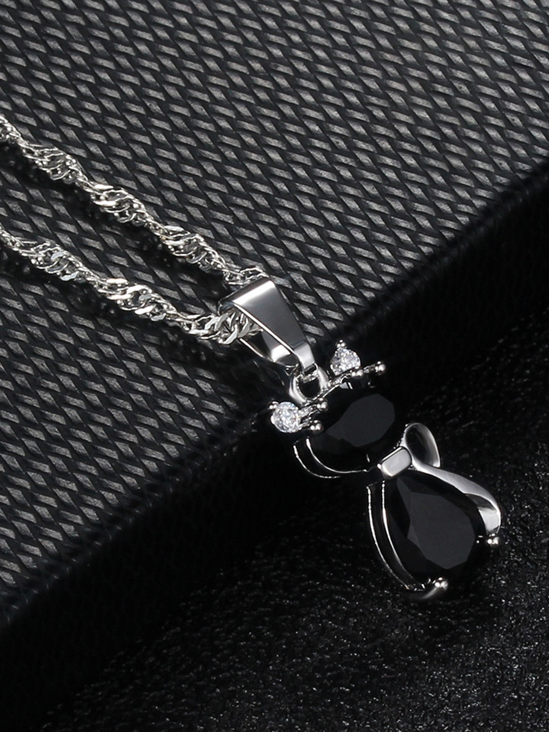 

MYKI Silver-Plated Stainless Steel Cubic Zirconia Contemporary Pendant