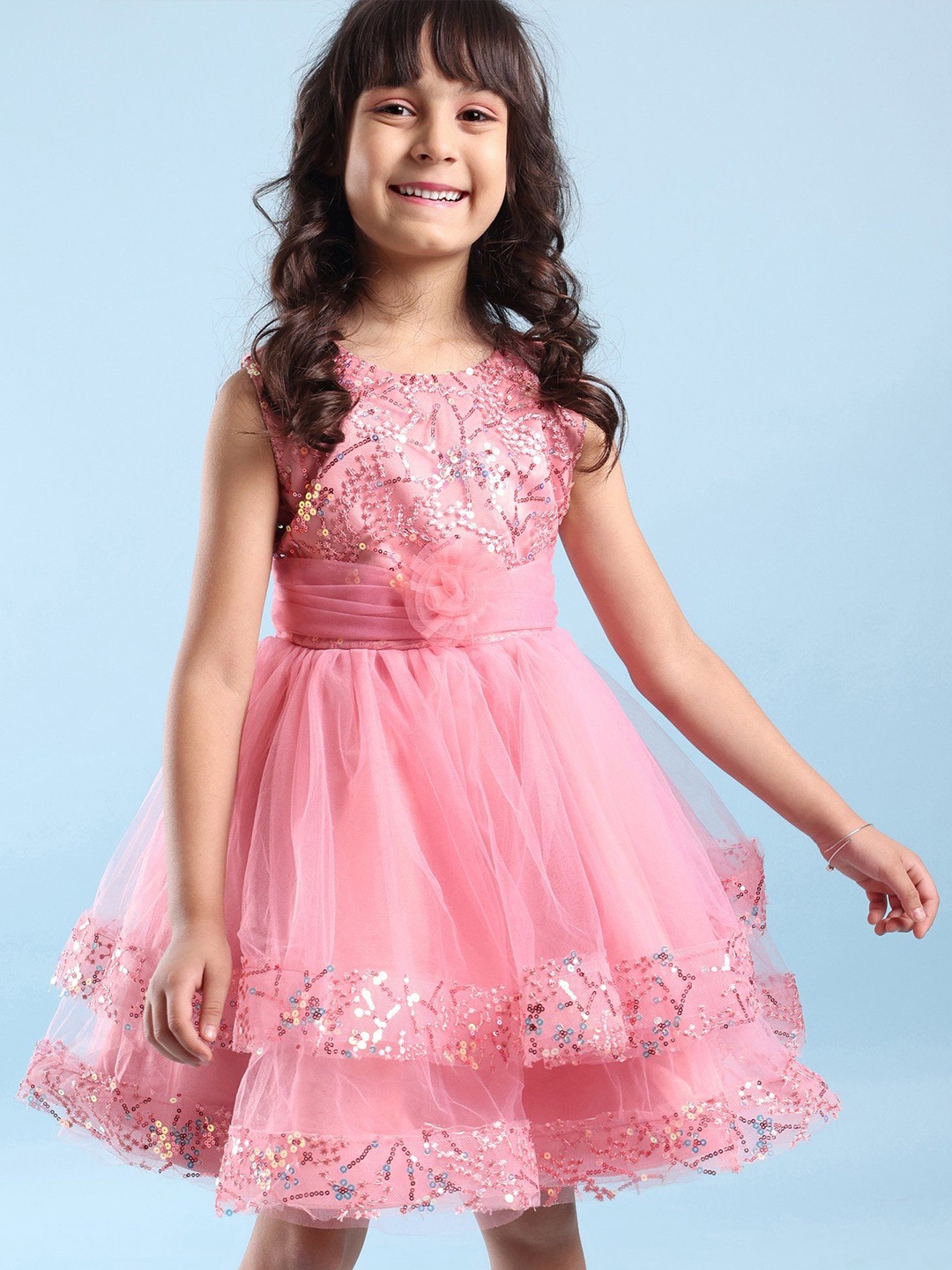 

Mark & Mia Girls Embellished Sequined Fit and Flare Dress, Pink