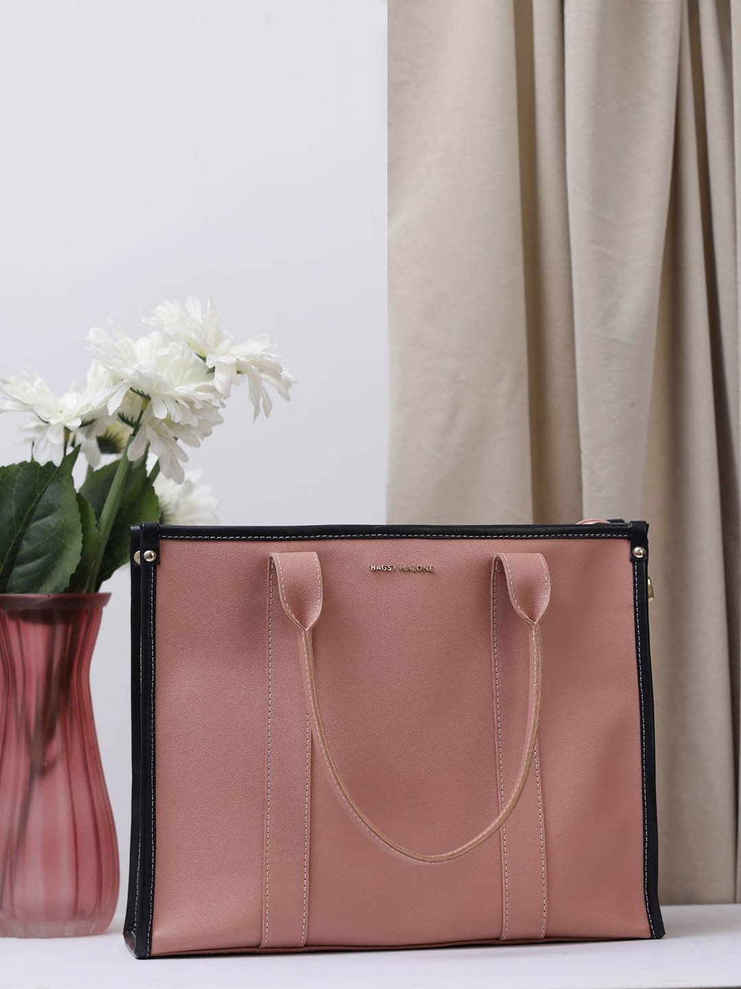 

Bagsy Malone Women Textured Solid Structured Tote Bag, Nude