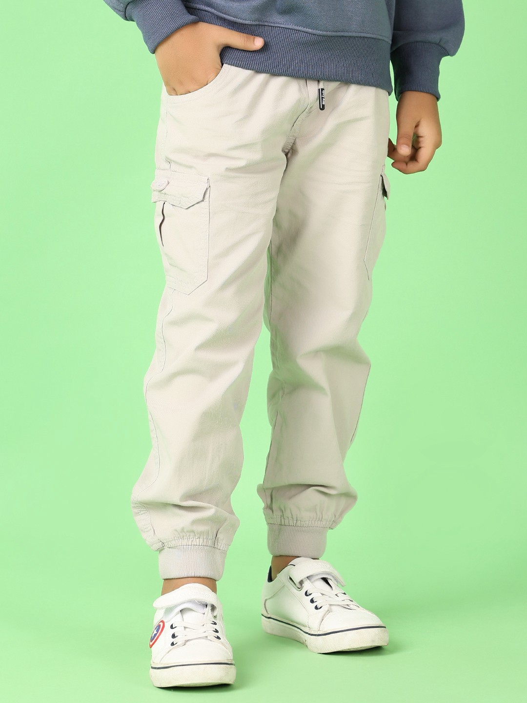

V-Mart Boys Regular Fit Cotton Joggers Trousers, Grey