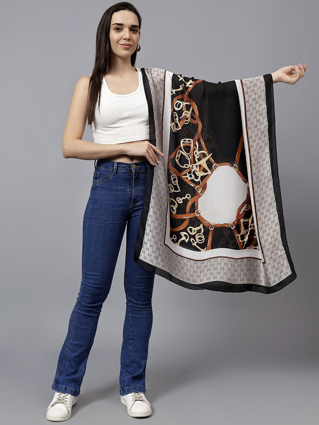 

Mizash Abstract Printed Shawl, Black