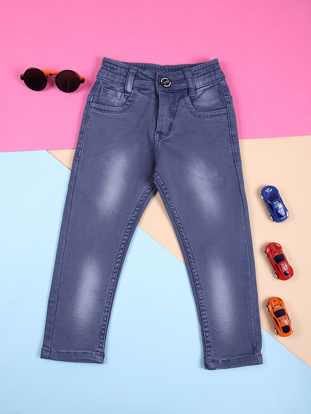 

V-Mart Boys Light Fade Stretchable Jeans, Grey