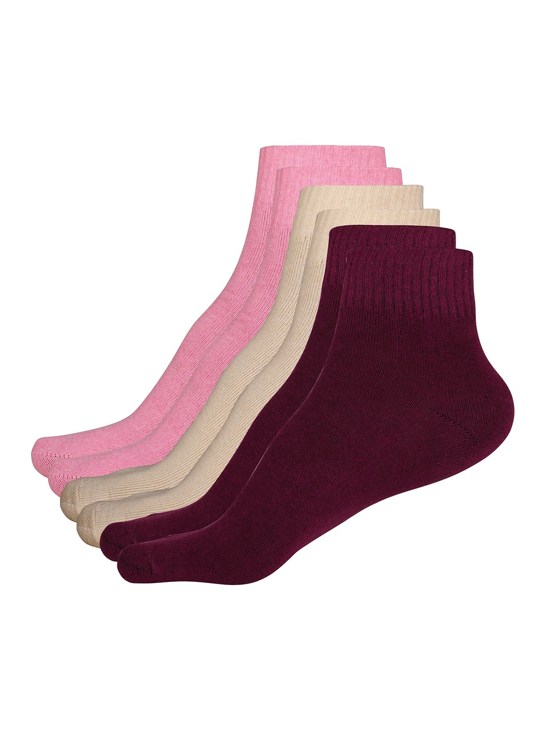 

WYSE Women Pack Of 3 Cotton Ankle-Length Socks, Maroon
