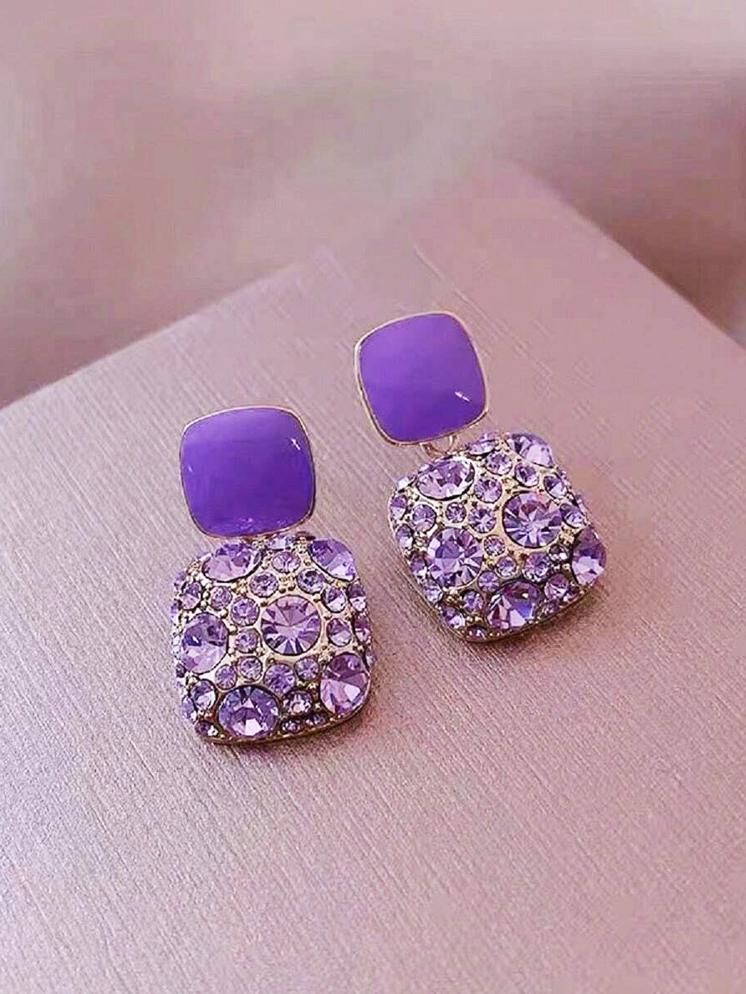 

VAGHBHATT Women Square Studs Earrings, Purple
