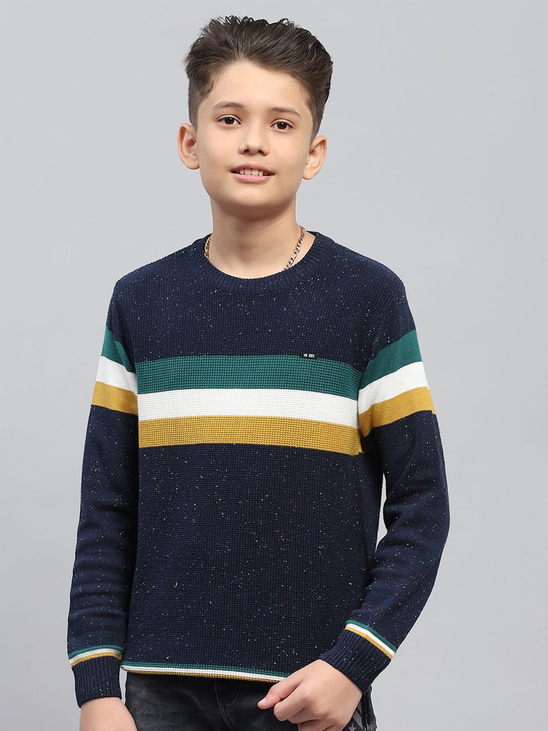 

Monte Carlo Boys Striped Long Sleeves Cotton Pullover, Navy blue