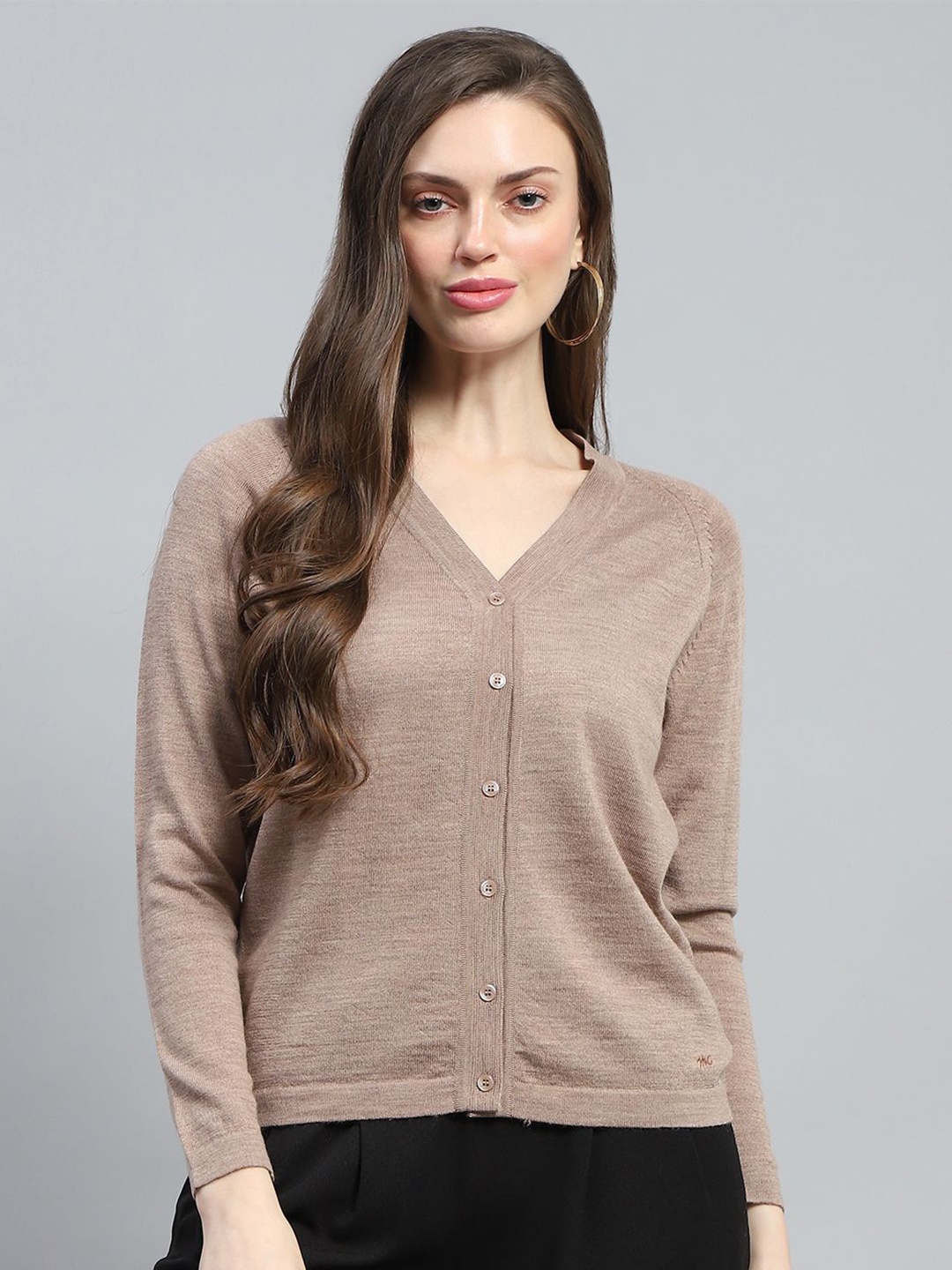 

Monte Carlo Women V-Neck Woollen Cardigan, Beige