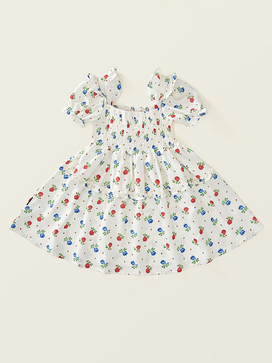 

LULU & SKY Girls Floral Printed Fit & Flare Dress, White