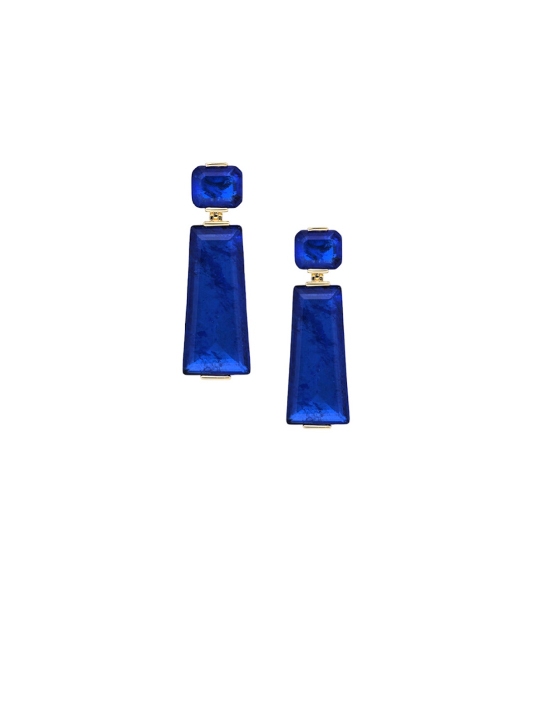 

MISS JO 92.5 Sterling Silver Gold-Plated Contemporary Drop Earrings, Navy blue