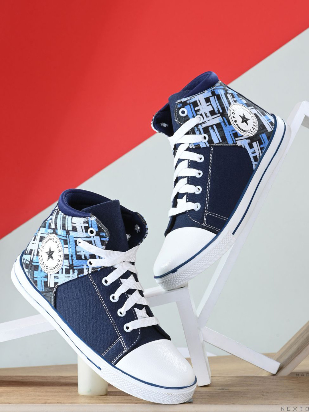 

DressBerry Women Round Toe Lace Up Round Toe Design Sneakers, Blue