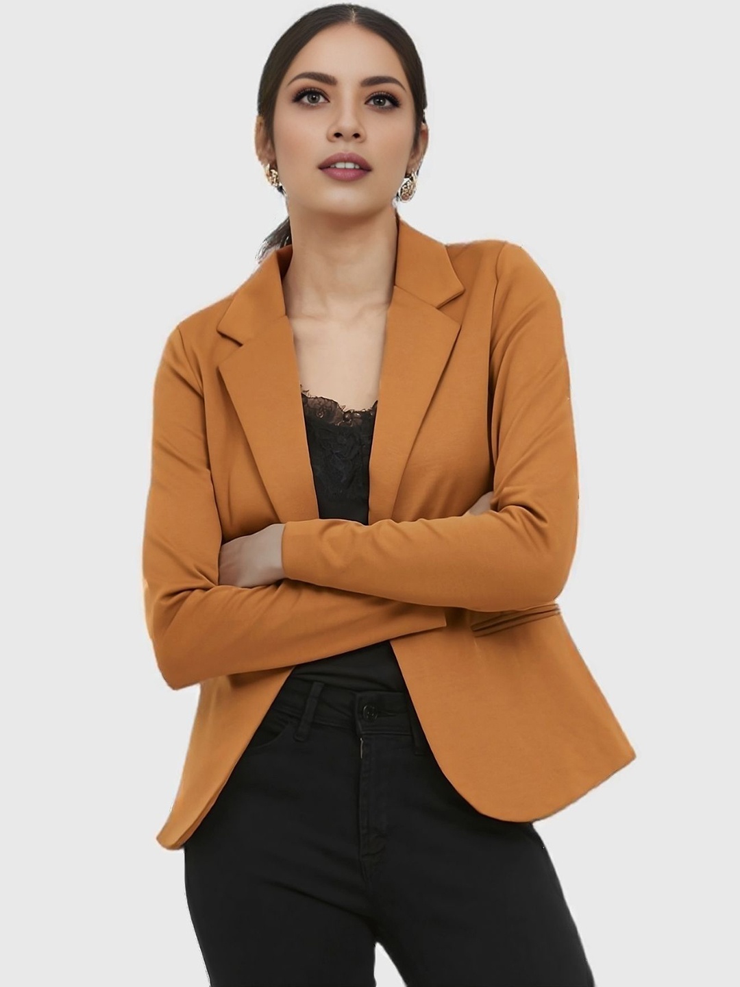 

BAESD Women Notched Lapel Collar Single-Breasted Formal Blazer, Yellow