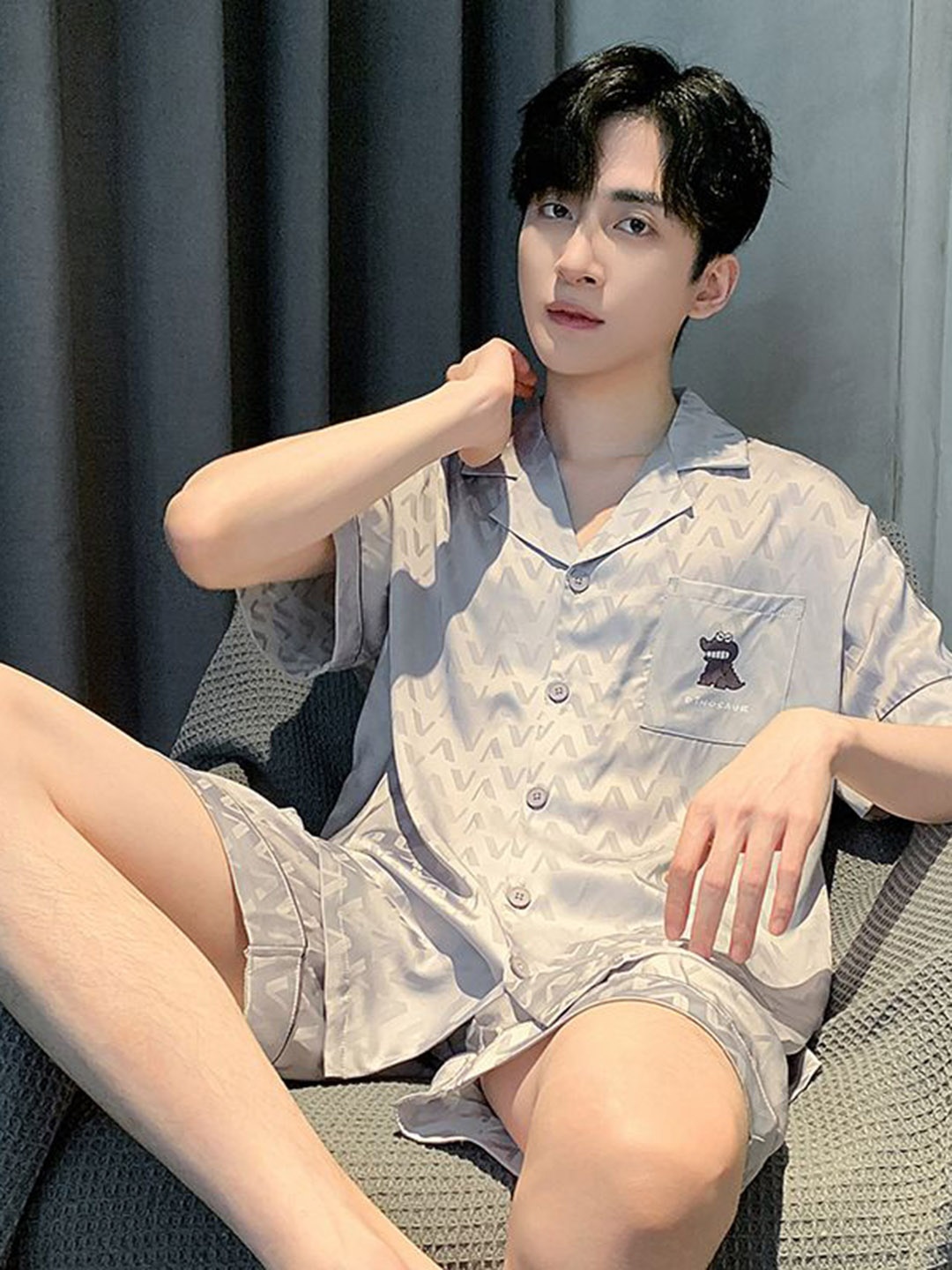

StyleCast Beige & Black Graphic Printed Shirt With Shorts Night Suits