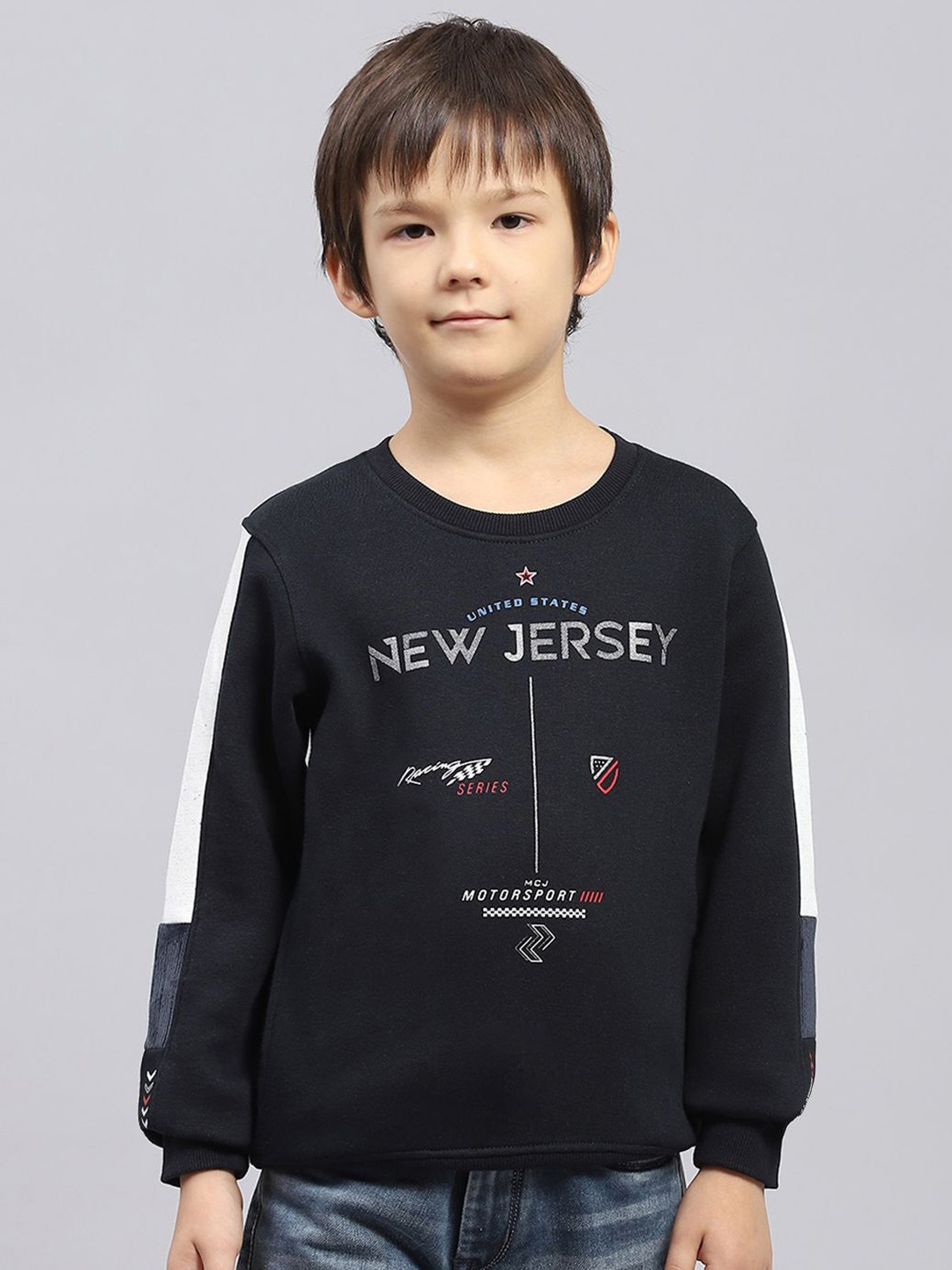 

Monte Carlo Boys Typography Printed Cotton Sweatshirt, Navy blue