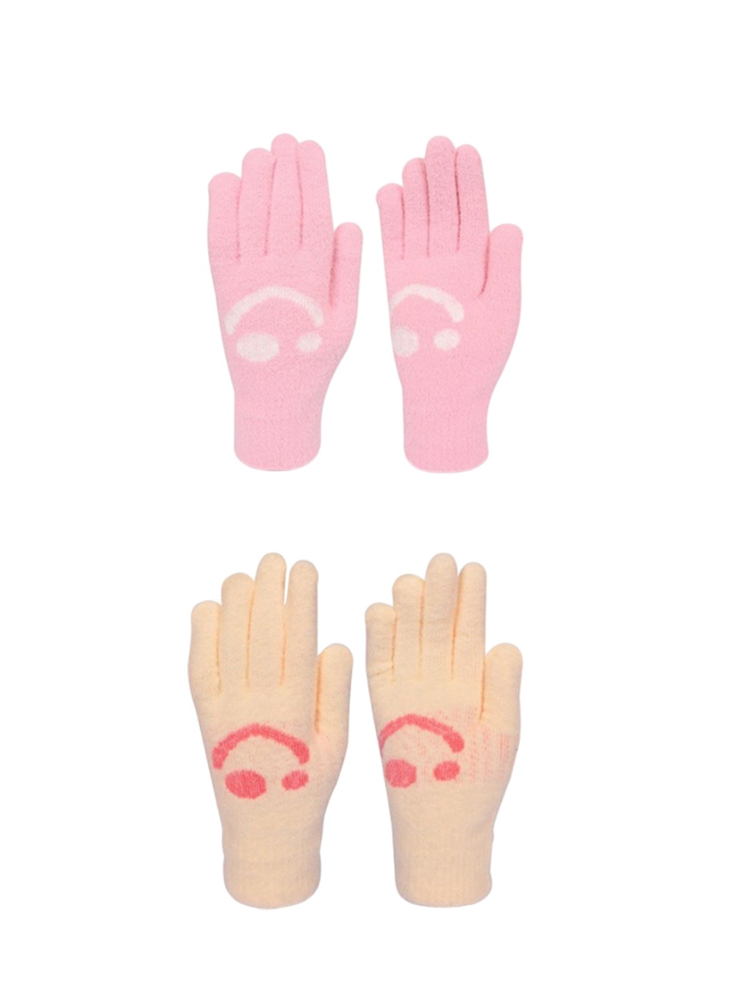 

LOOM LEGACY Women Pack of 2 Patterned Winter Gloves, Pink