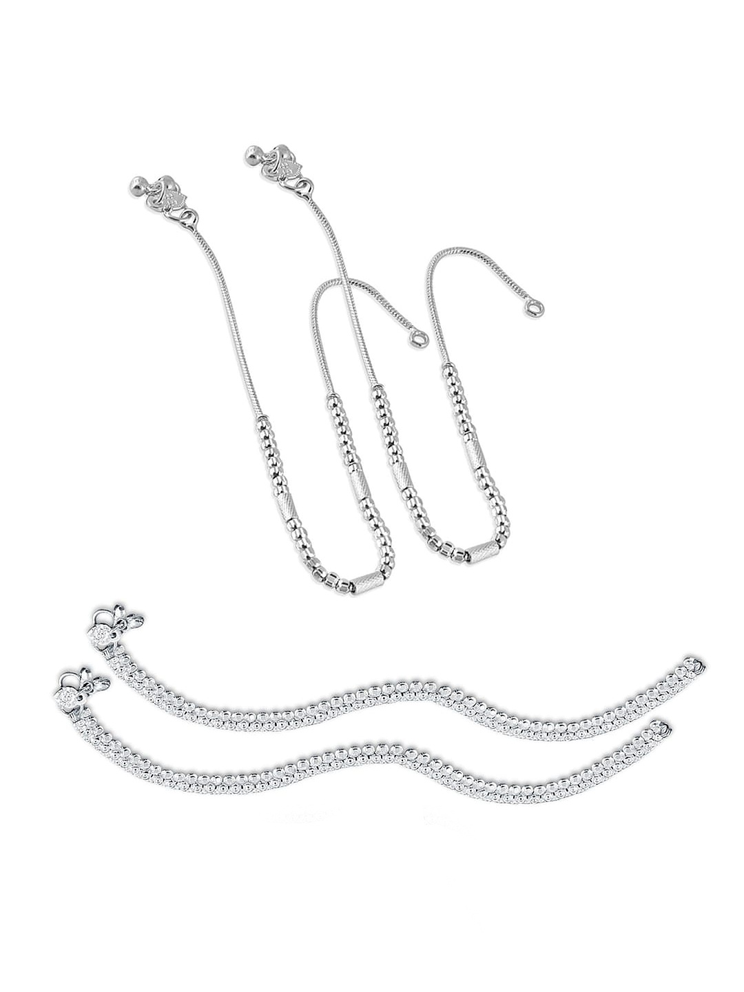 

Heer Collection Set Of 2 Silver-Plated Anklets