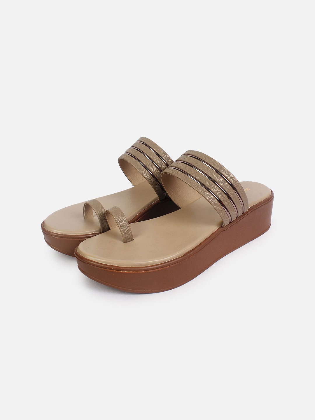

Anouk Textured Flatform Sandals, Camel brown