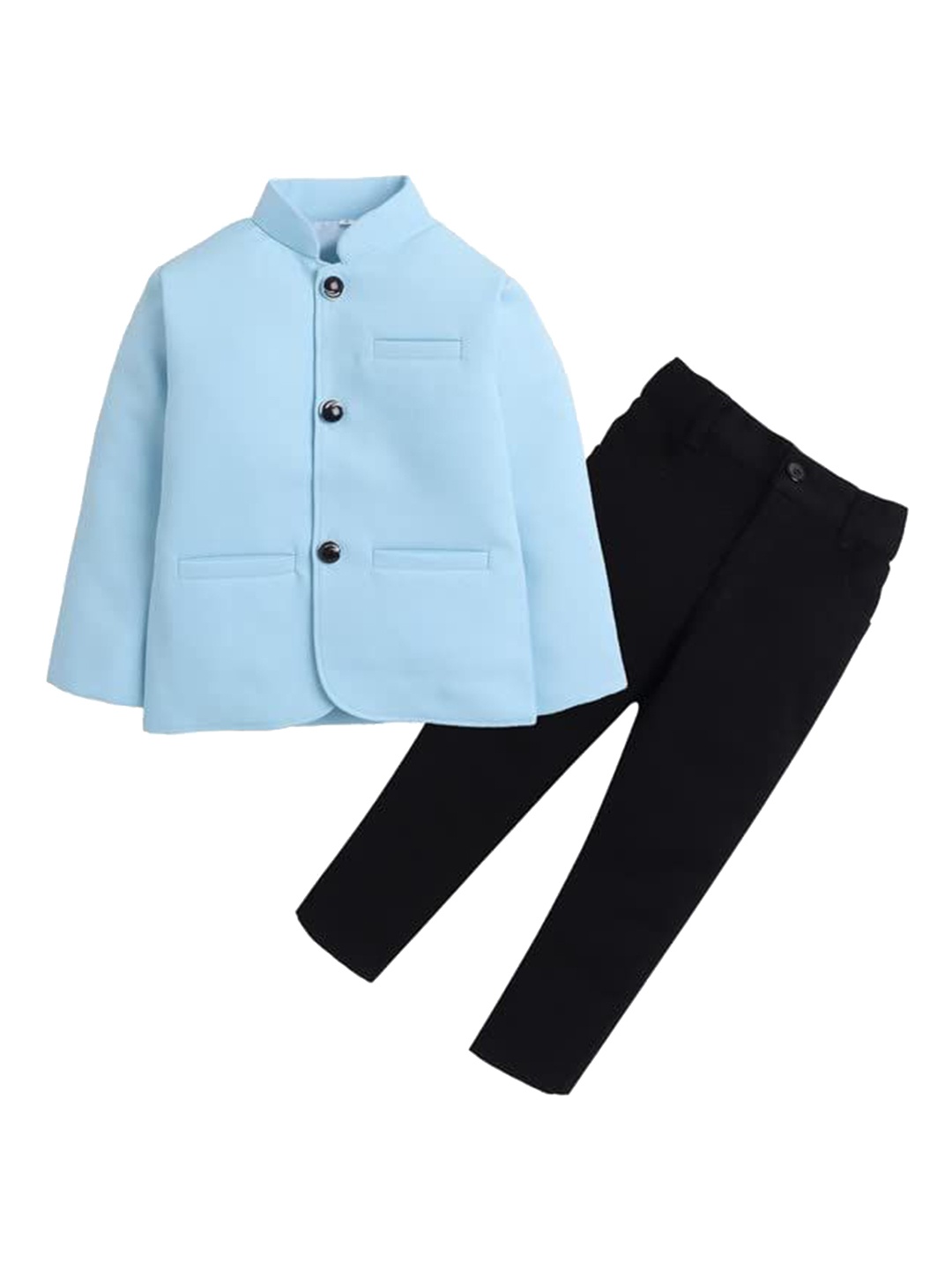 

Lil homies Boys Bandhgala Formal Suits, Blue
