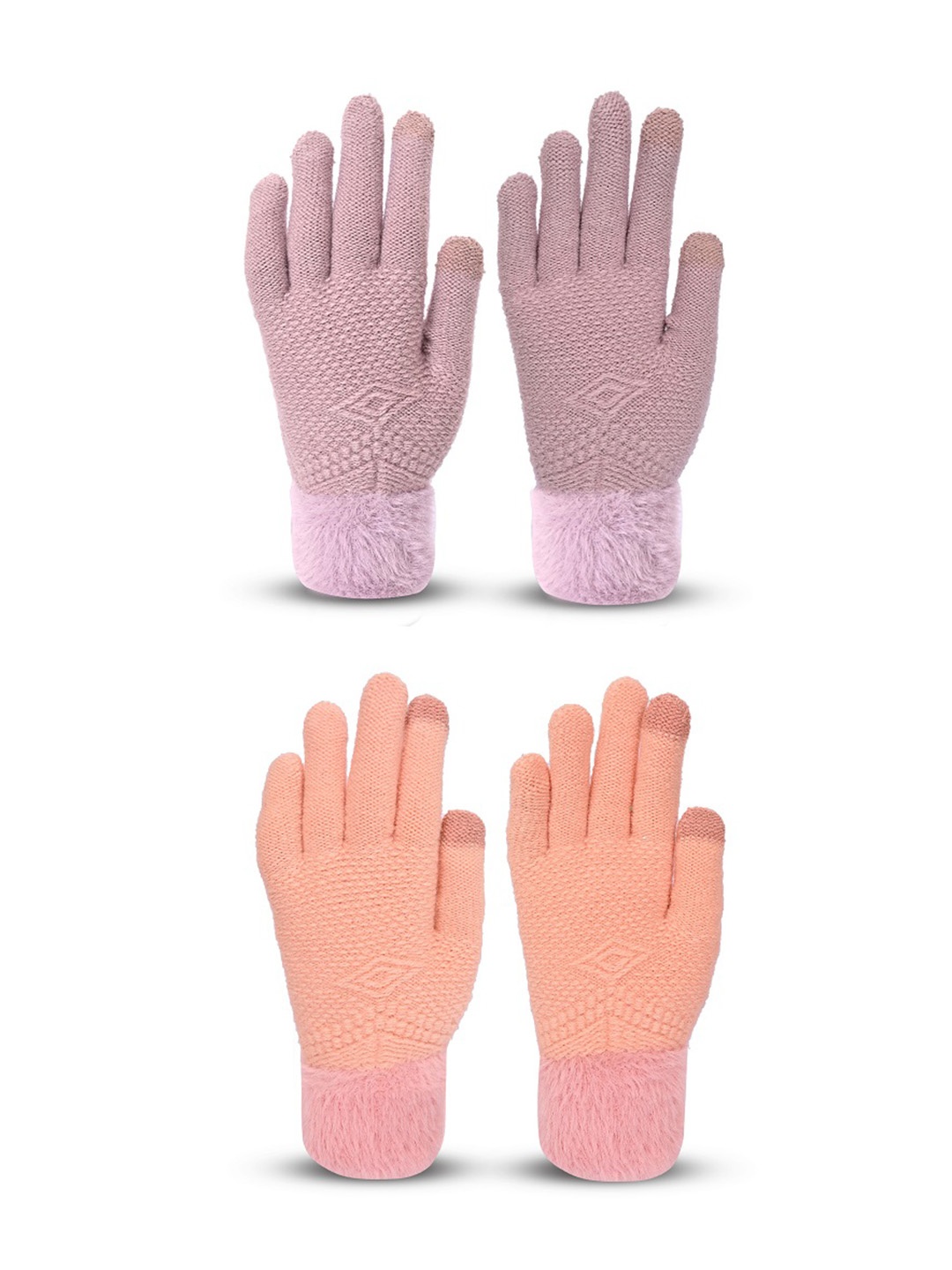 

LOOM LEGACY Women Pack of 2 Acrylic Touchscreen Gloves, Pink