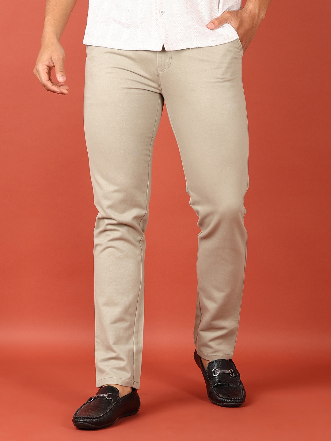 

V-Mart Men Cotton Regular Fit Chinos Trousers, Green