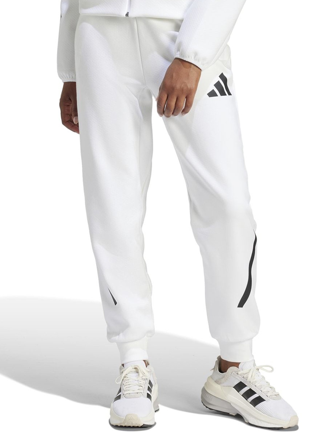 

ADIDAS Women Brand Logo Printed Mid Rise Joggers, White
